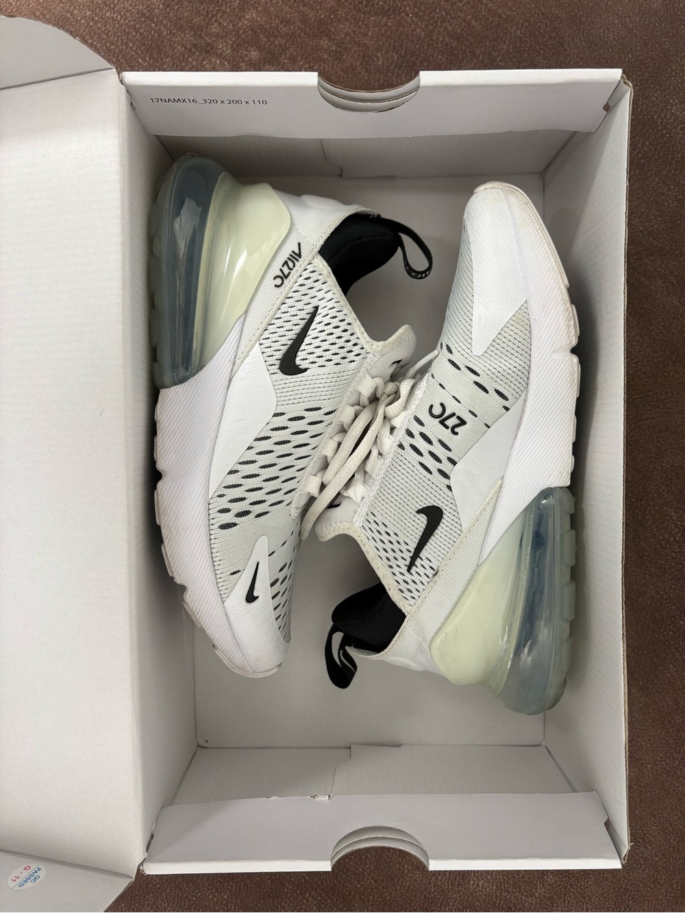Nike White and Black Air Max 270 Athletic Sneakers